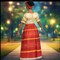Women’s Deluxe Dolores Madrigal Costume Ankle Length Dress Bow Headpiece